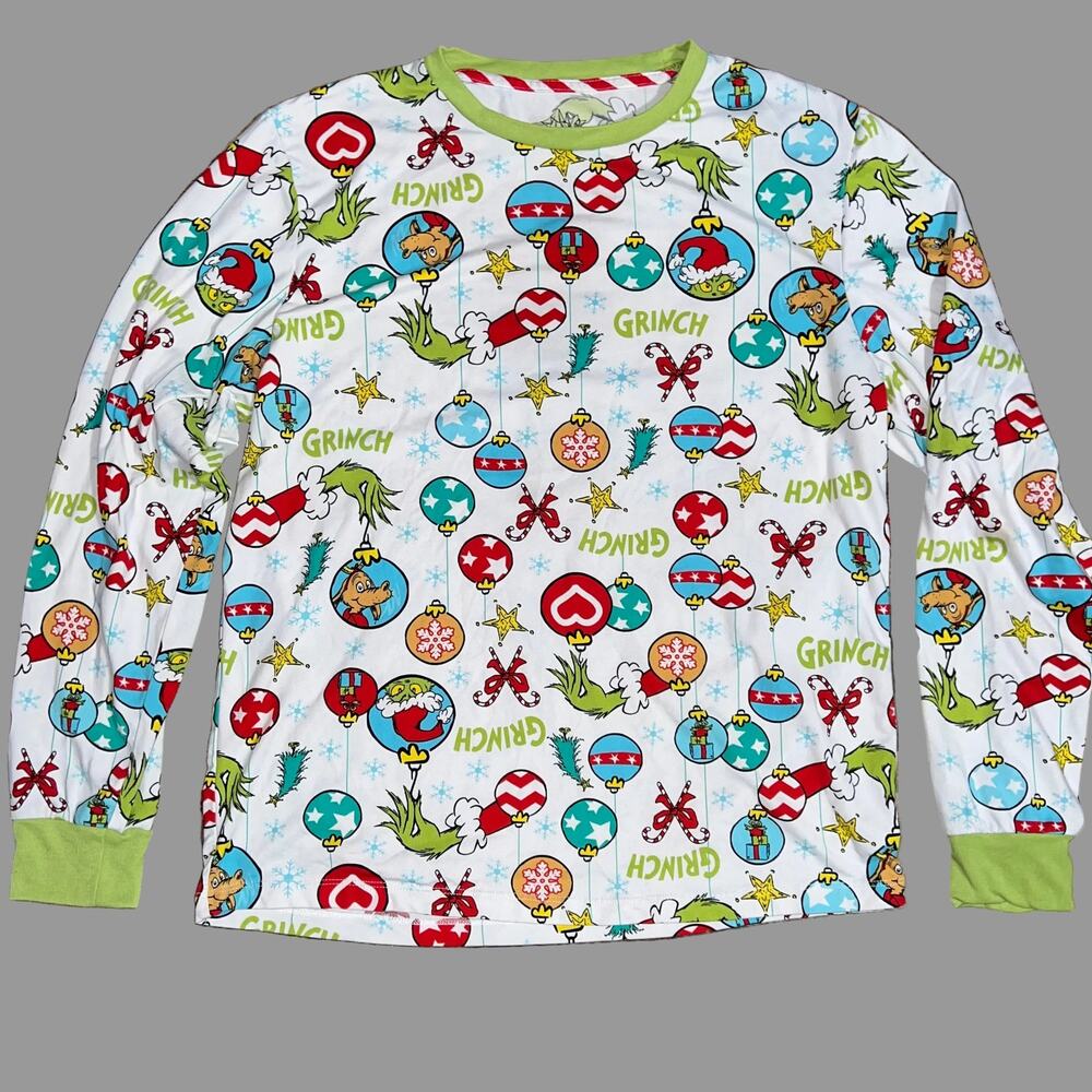 The Grinch Christmas Pajama Top Size Medium Dr. Seuss Ornament Print Holiday PJ